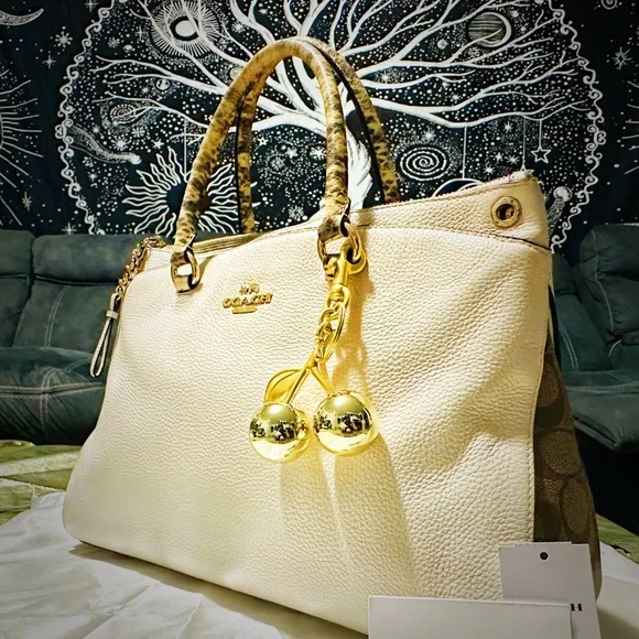 Vintage style COACH soho shoulder Bag Cream Pebbled Leather Satchel tote bag - Picture 8 of 17